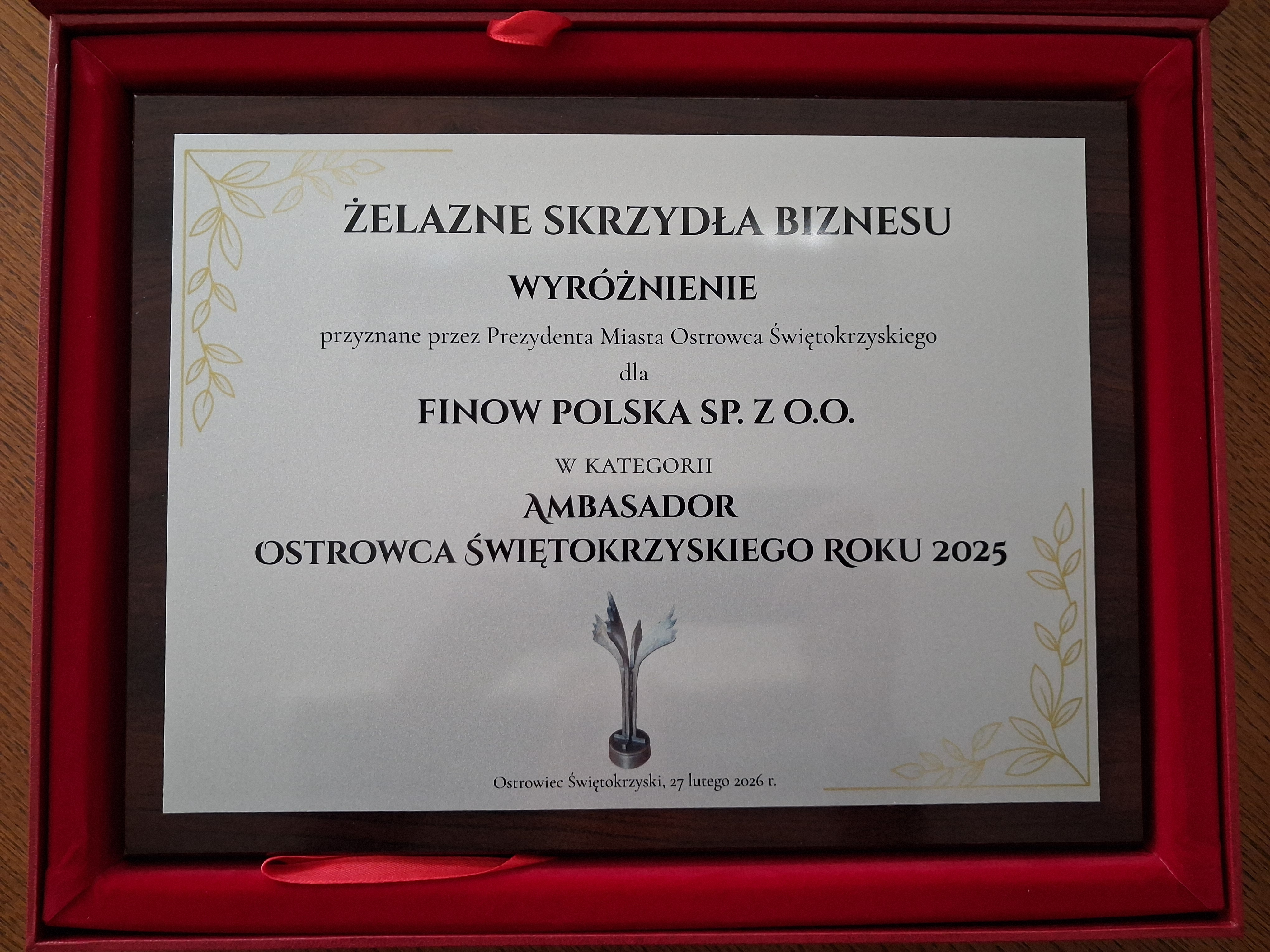 Żelazne Skrzydła Biznesu 2025: FINOW POLSKA wśród Ambasadorów Ostrowca Świętokrzyskiego!
